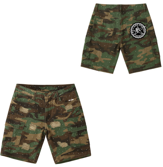 ARMY RHINESTONE JORTS