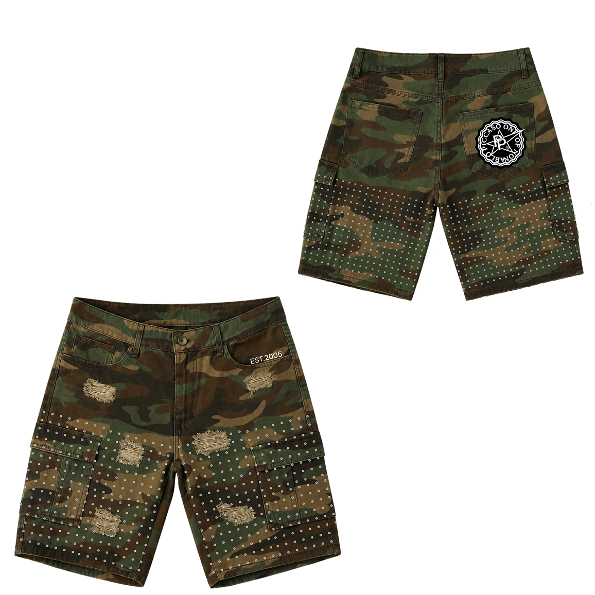 ARMY RHINESTONE JORTS